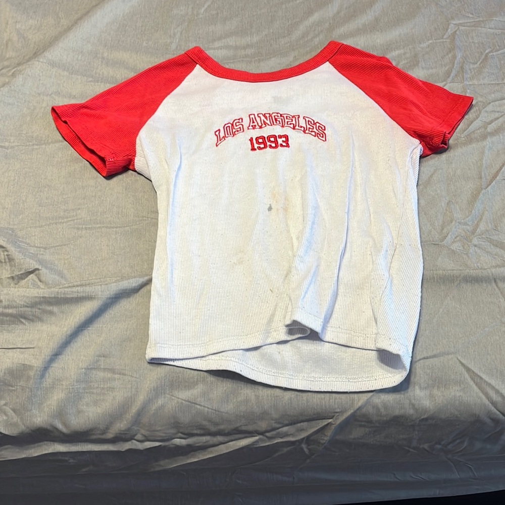 Los Angeles 1993 red and white short sleeved shirt girls mediums